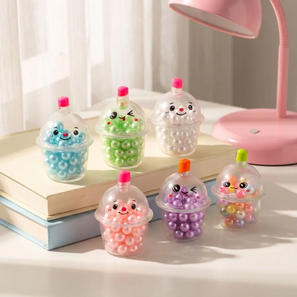 Creative Pearl Milk Tea Cup Squeeze Toy Slow-Rebound Handmade Pearl Milk Tea Cup Fidgets Toys Portable Soft