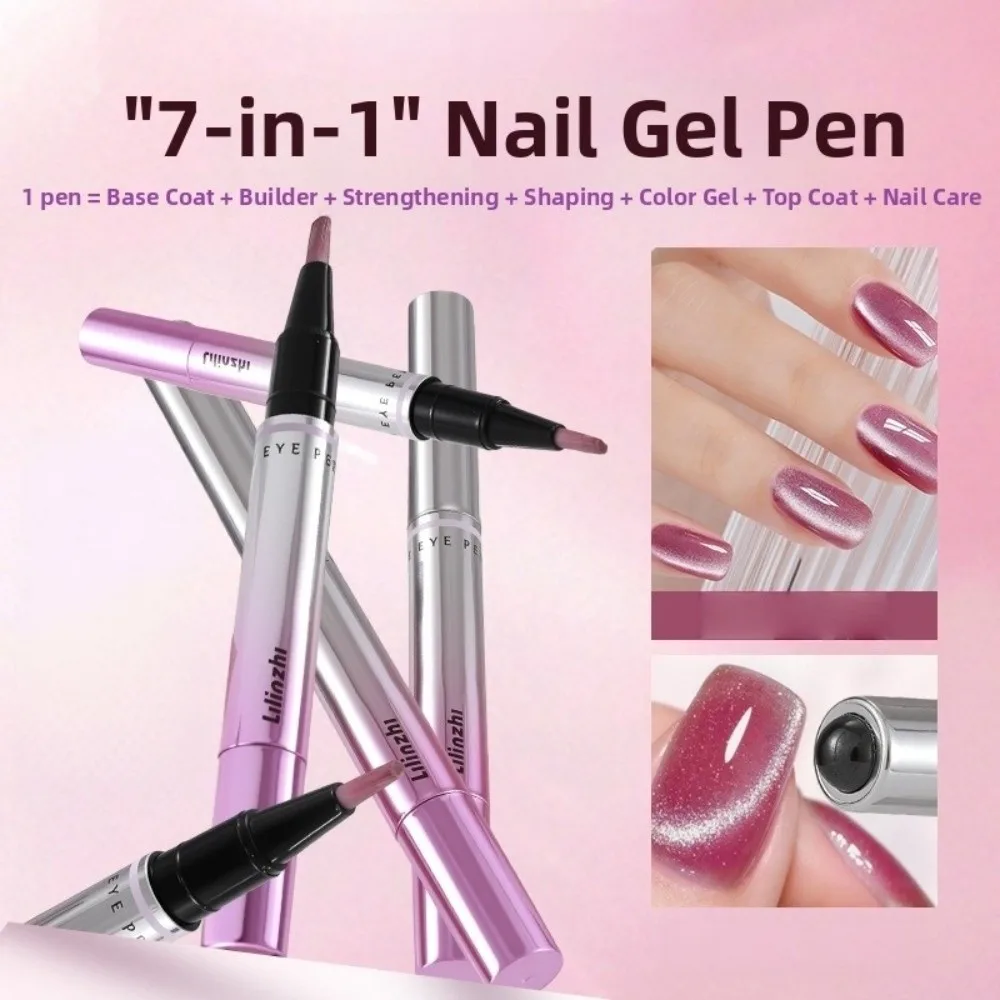 7-in-1 Cat Eye Nail Art Pen Multi-functional Easy To Use Magnetic Gel Polish Pen Built-in Magnet Time Saving Gel Polish Pen
