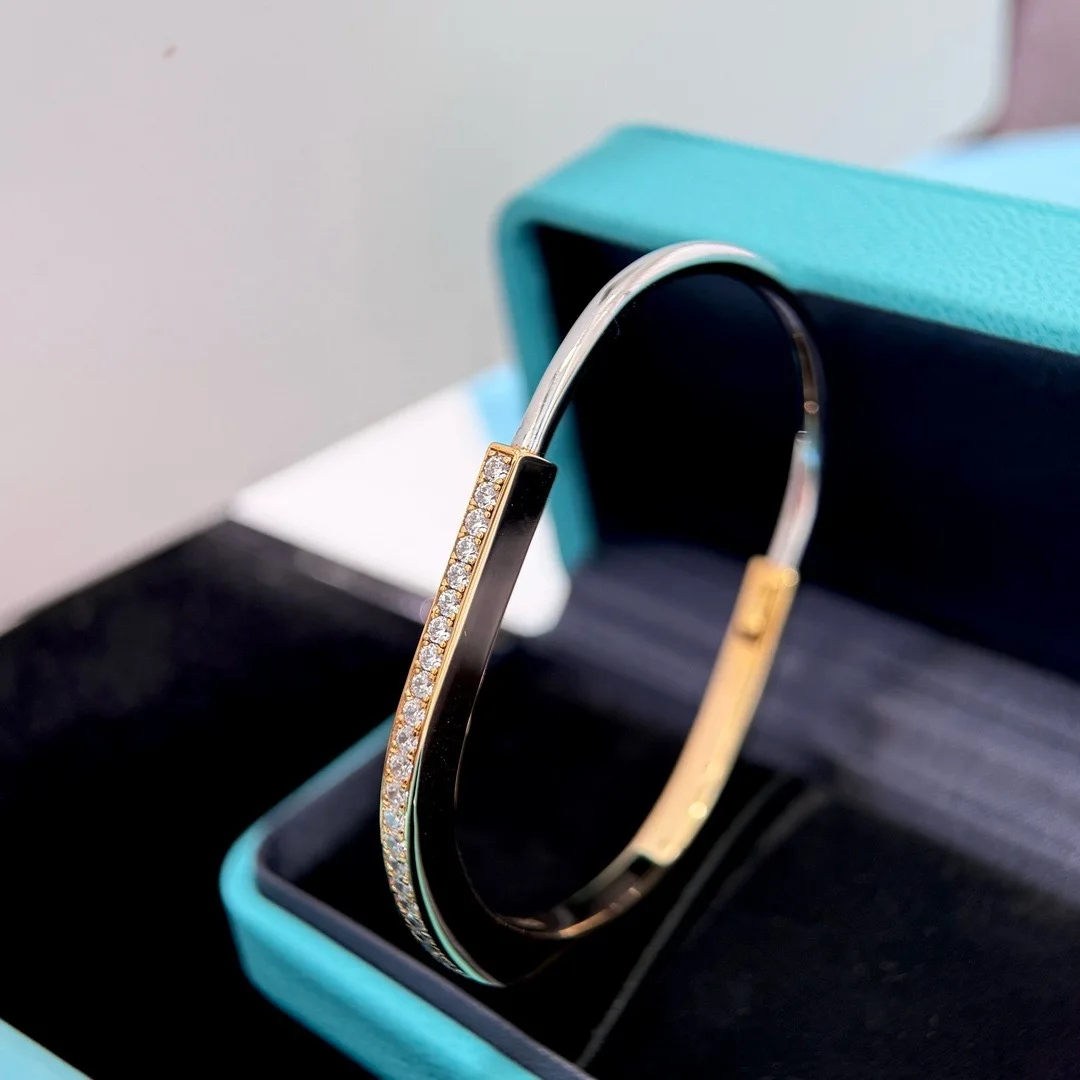 

S925 Sterling Silver Bracelet t Brand U-Shaped Lock Two-Tone Bracelet