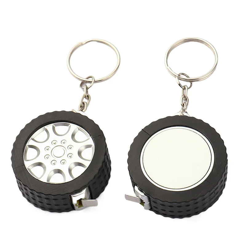 Measuring Tape Keychain Mini Car Tire Small Tape Measure 1M Metric Inch Retractable Tape Steel Sewing Tools