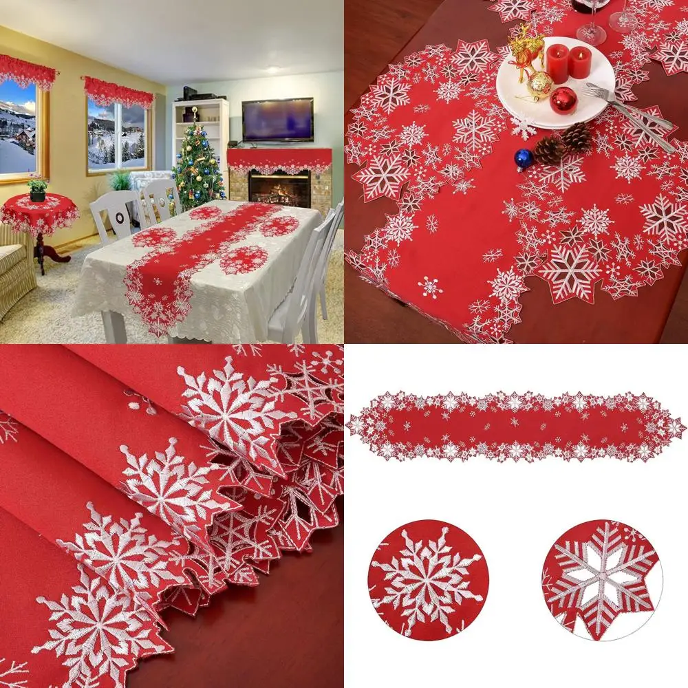 

14x144 Inch Christmas & Winter Snowflake Embroidered Table Runners