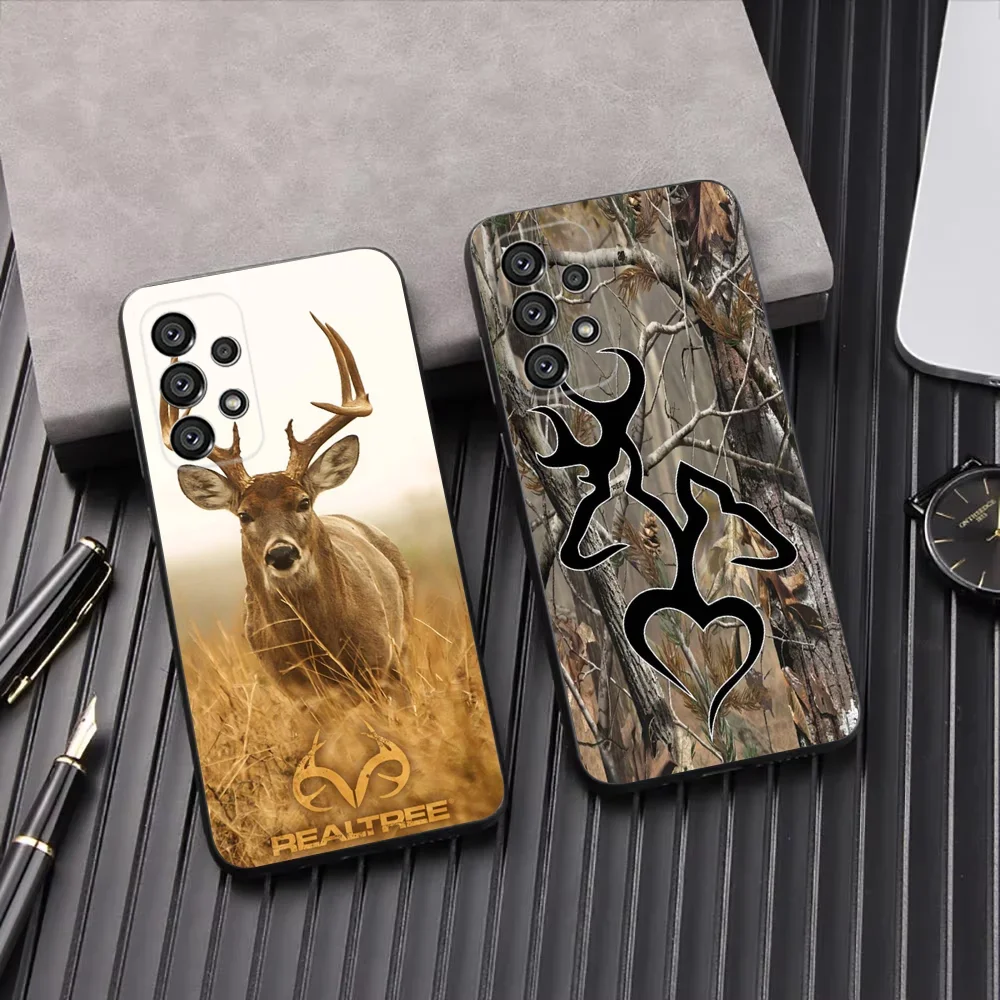 

Deer Hunting Camo Phone Case For Samsung Galaxy A13,A21s,A22,A31,A32,A52,A53,A71,A80,A91 Soft Black Shell