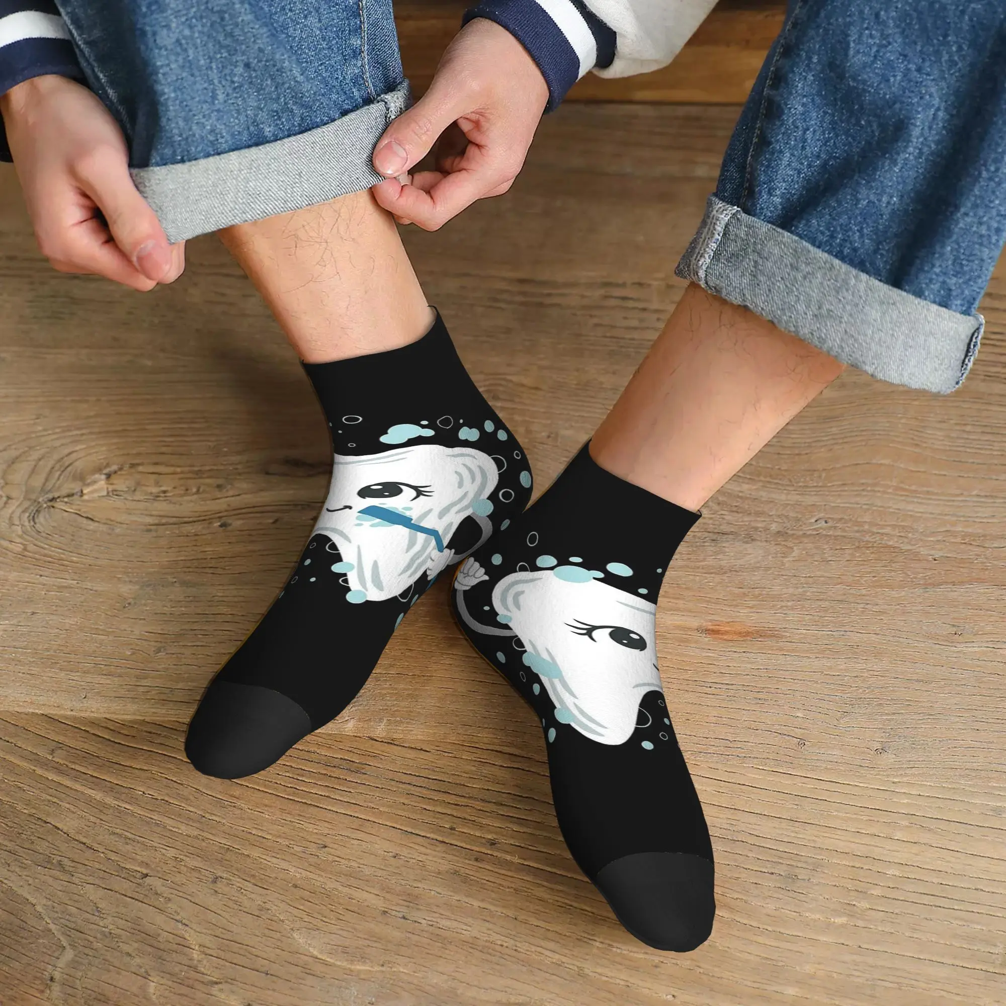 

Всесезонные носки для стоматолога и зубов Harajuku, супер мягкие спортивные носки средней длины, мягкие забавные чулки для мужчин и женщин, подарки