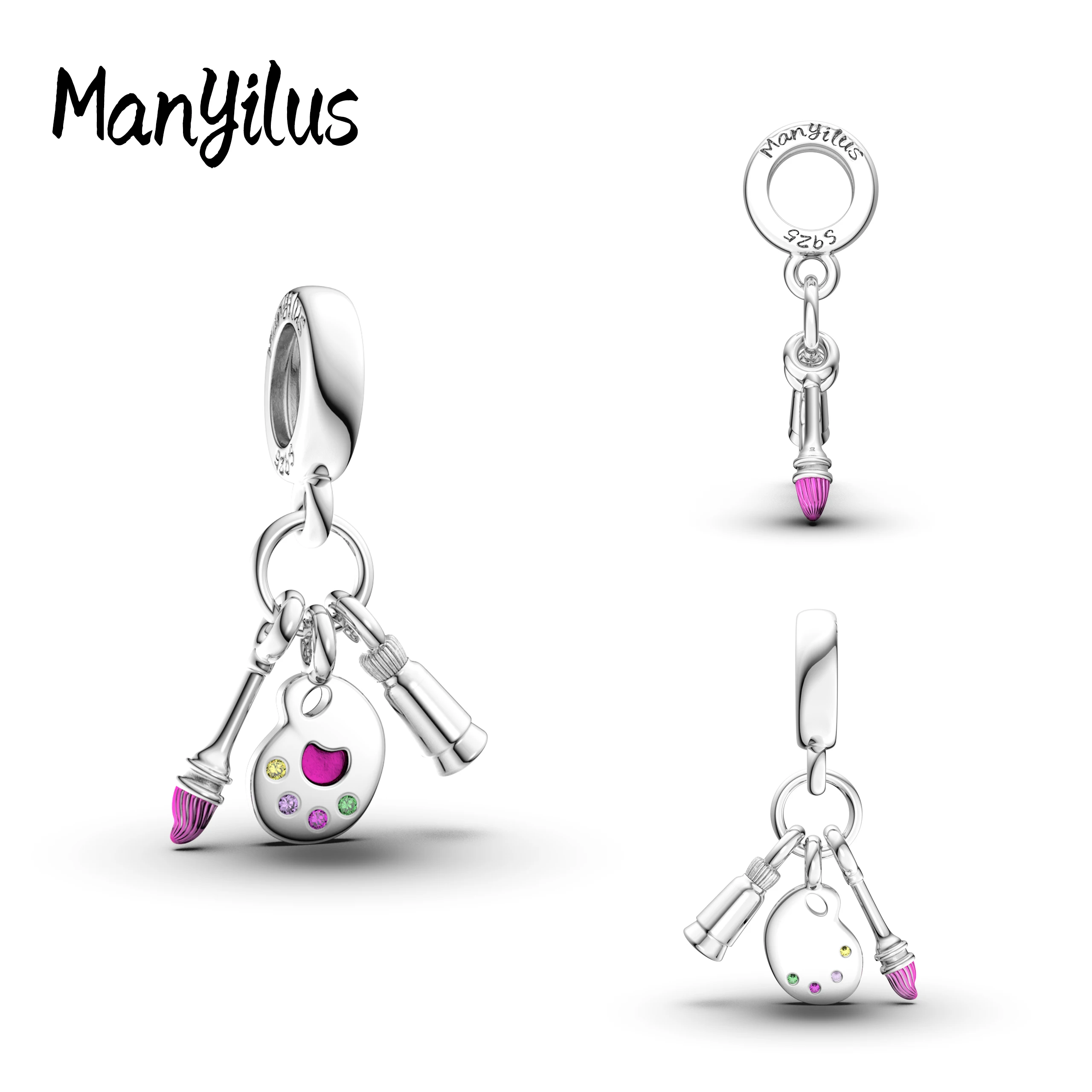 

Manyilus S925 Silver Artistic Paint Set Charm for Original Bracelet Colorful Art Tool Jewelry Pendant DIY Creative Gift for Arti