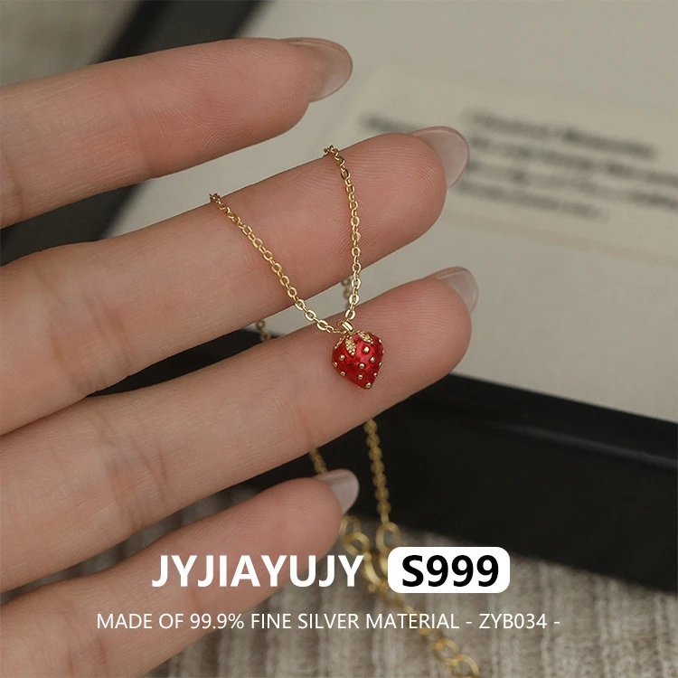 

JYJIAYUJY 100% цельнотонкое серебро S999 браслет-подвеска в форме клубники для женщин ювелирные изделия модный подарок повседневная одежда ZYB034