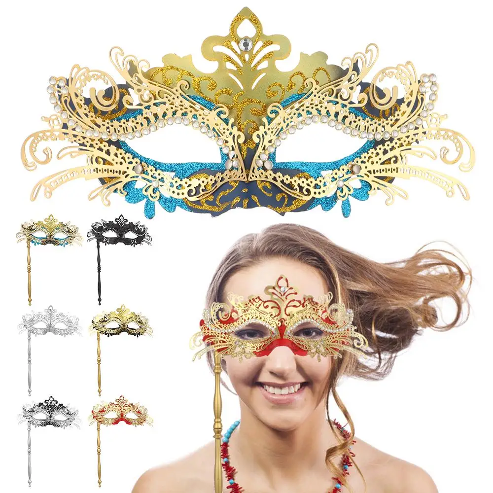 Festival Supplies Venetian Mardi Gras with Holding Stick Halloween Costume Mask Masquerade Mask