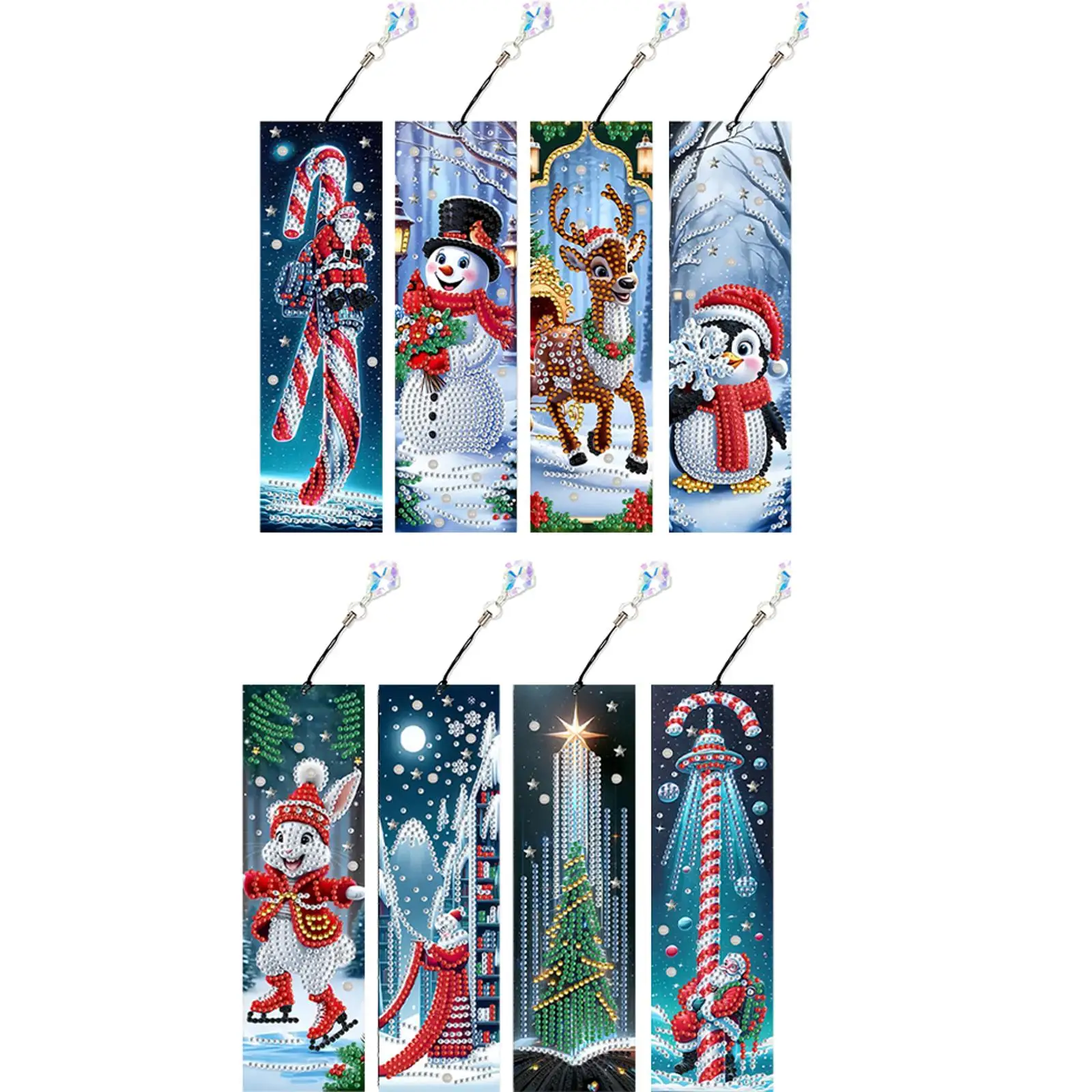 

8Pcs Christmas Themed DIY Diamond Painting Bookmark for Reading Enthusiasts