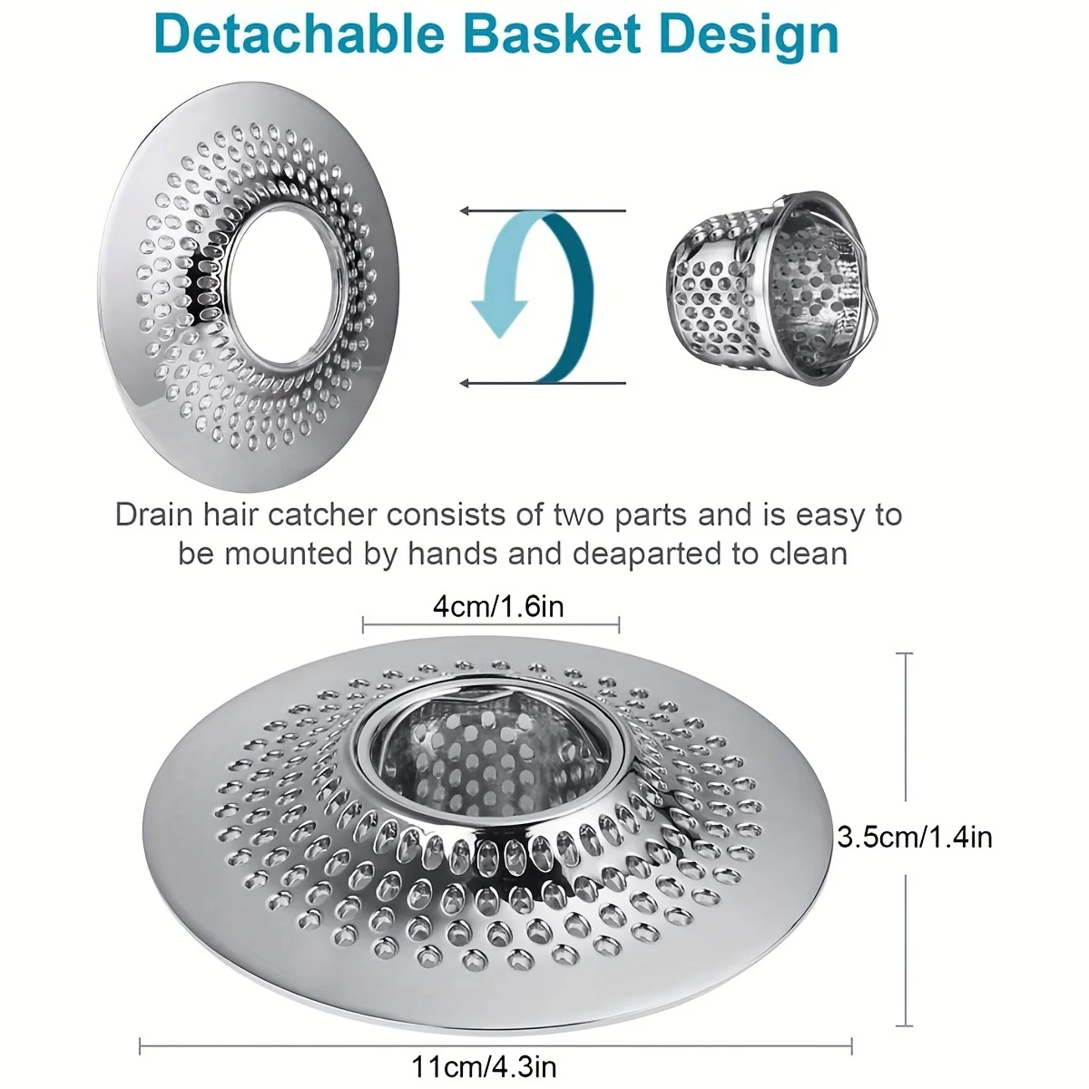 Rustproof Stainless Steel Sink Drain Protector - Durable Hair Catcher & Shower Filter - Easy Clean, Minimalist Design - Essentia