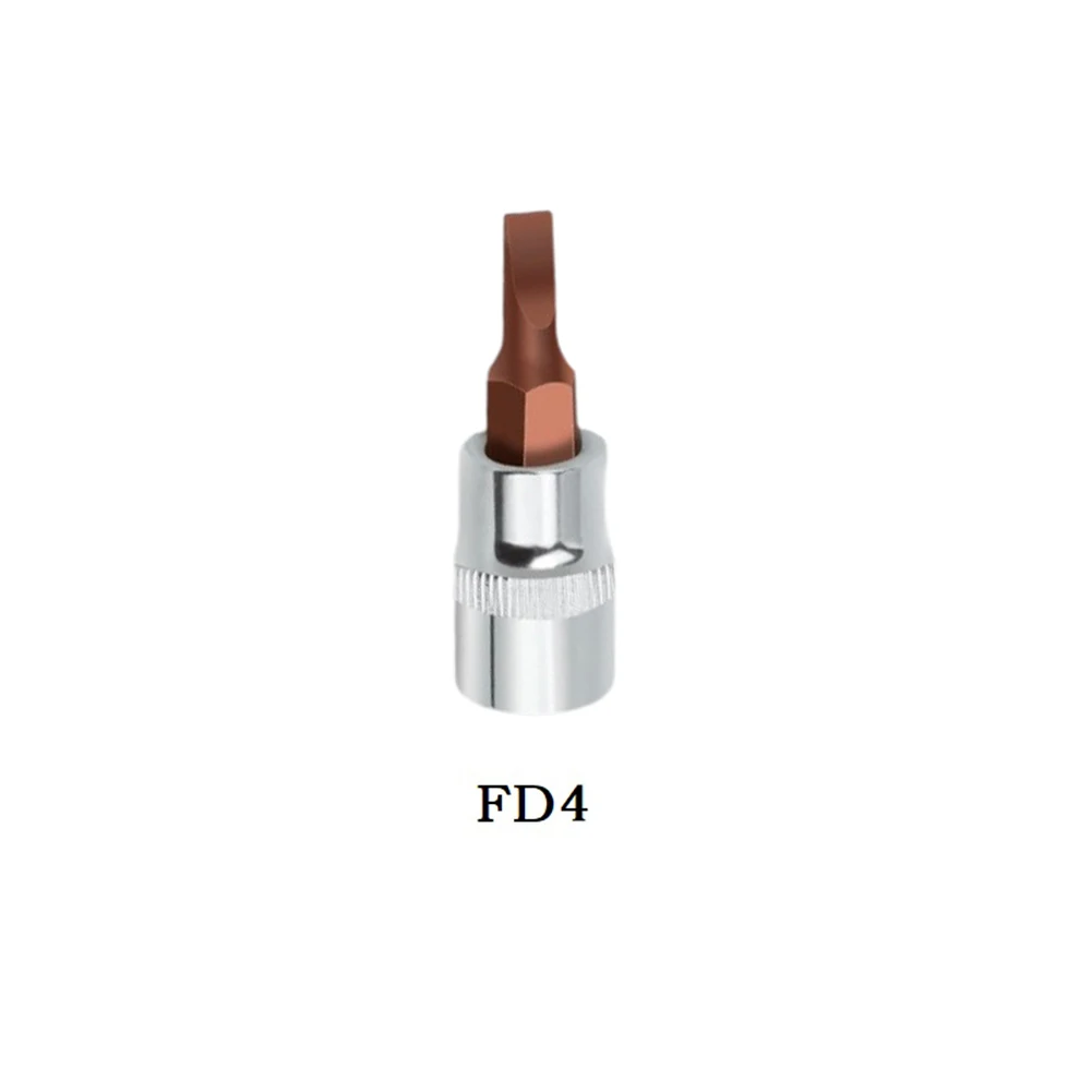 Professional FD Slotted Screwdriver Bits 1/4 Inch Drive Socket Head FD4 FD5 5 FD7 Hand Tools with Chrome Plating and Tough Build