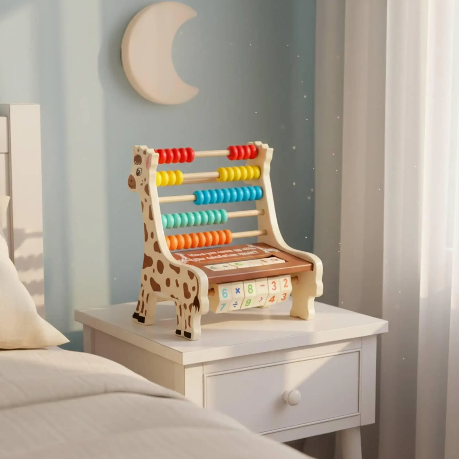 Wooden Abacus with Blocks Interactive Counting Frame Safe for Kindergarten, Kids