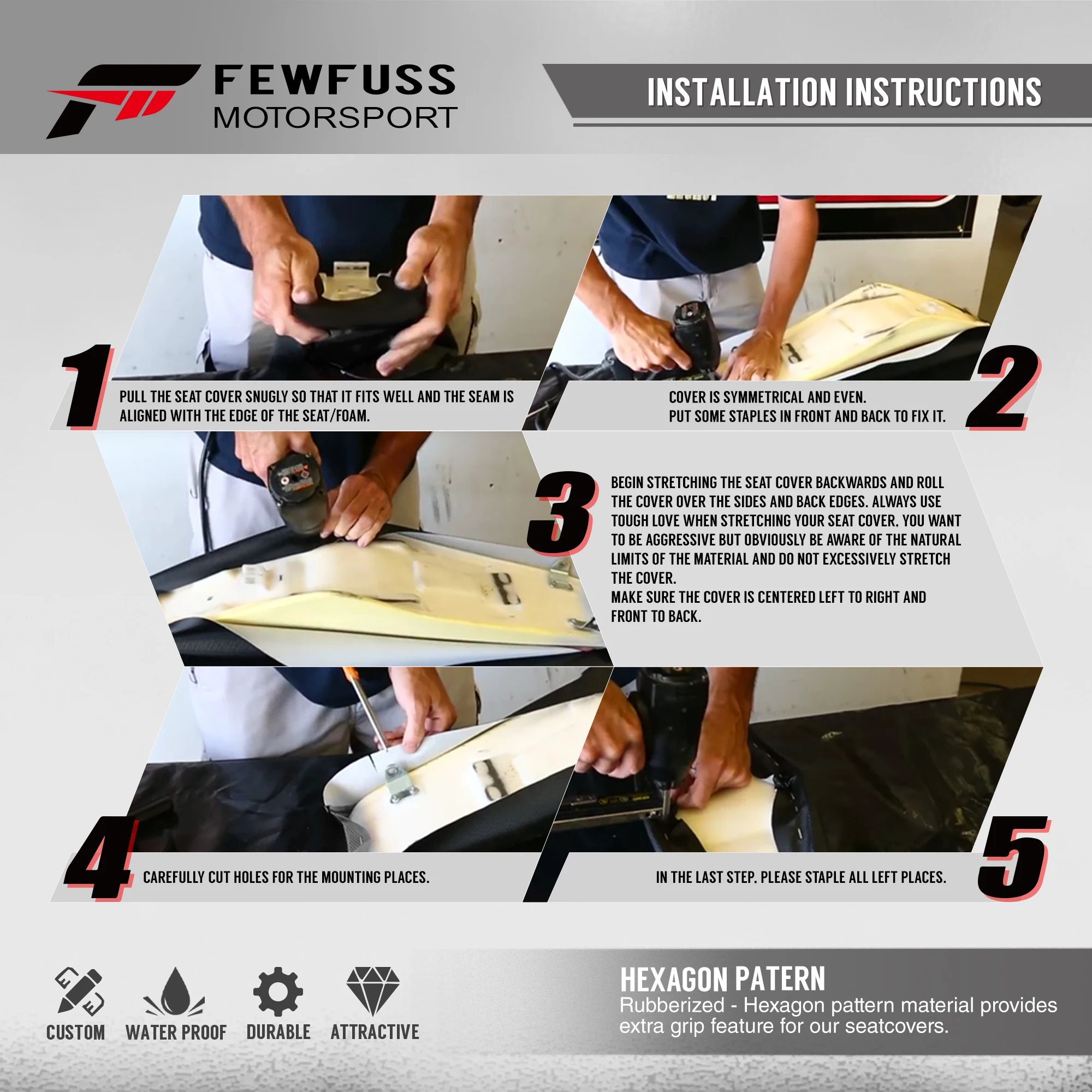 FEWFUSS دراجة نارية وسادة مقعد بيضاء الساخن ختم كرة السلة نمط مقاوم للماء حماية مكافحة زلة غطاء مقعد ل SX CRF YZF #6