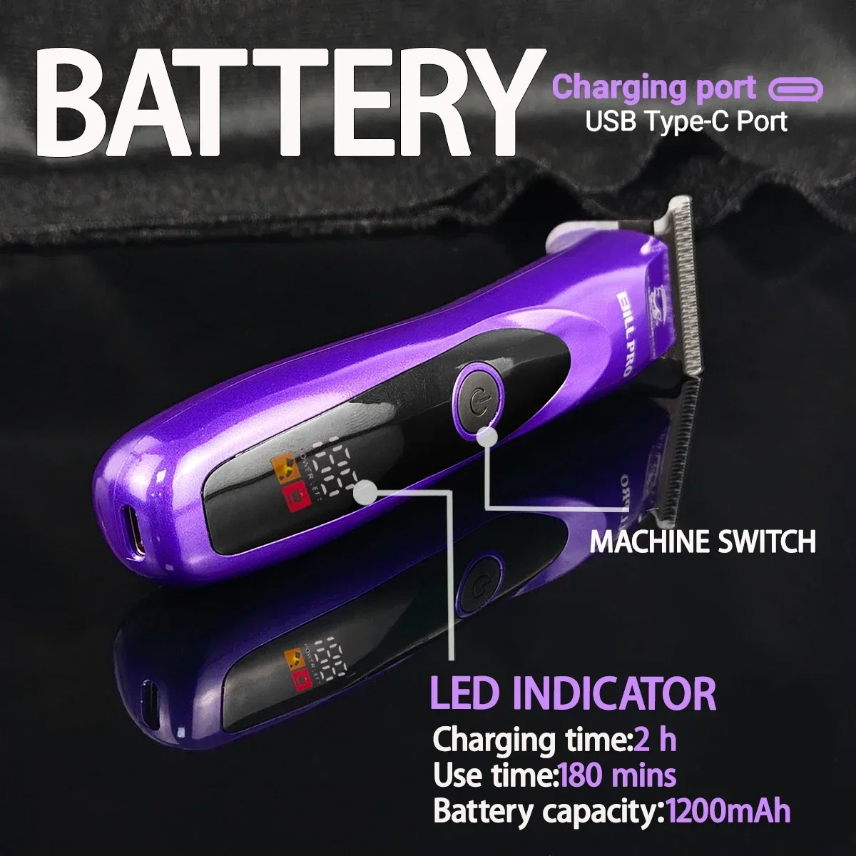 BiLL PRO BL951 7000RPM DLC CERAMIC Blade Professional Hair trimmer OilHead Engraving Barbershop Men's Zero-Cut Blade