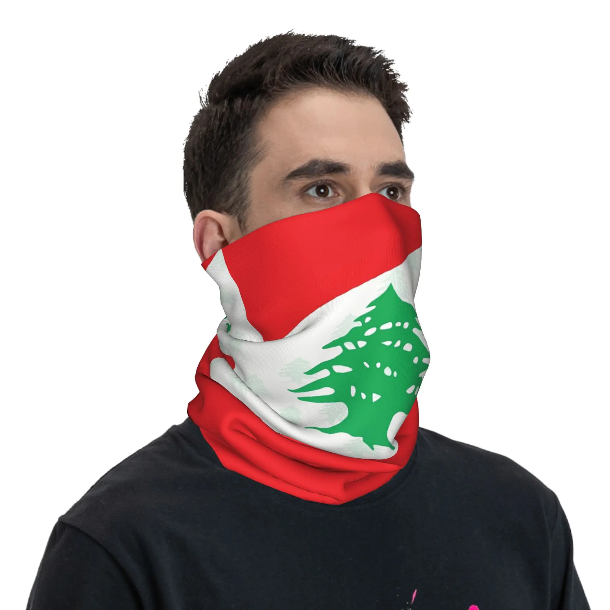 

Lebanon flag Bandana Neck Cover Printed Magic Scarf Multi-use Balaclava Outdoor Sports For Men Women Adult Breathable