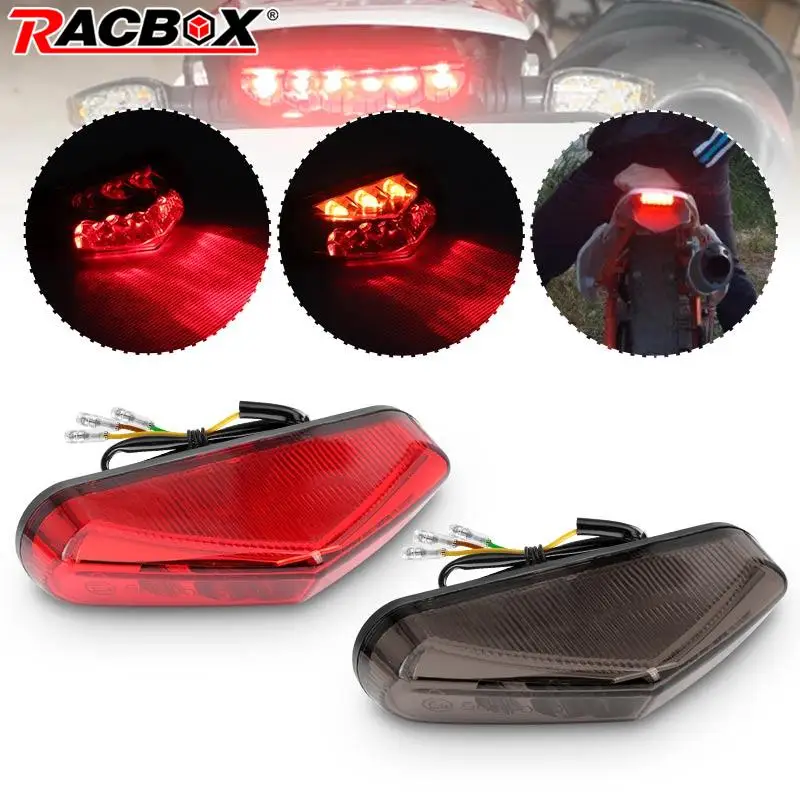 Red Lens Motorcycle Mini LED Tail Light for Dirt Pit Bike Offroad Motorcycle ATV 12V Rear License Lamp DRL Brake Taillight E24