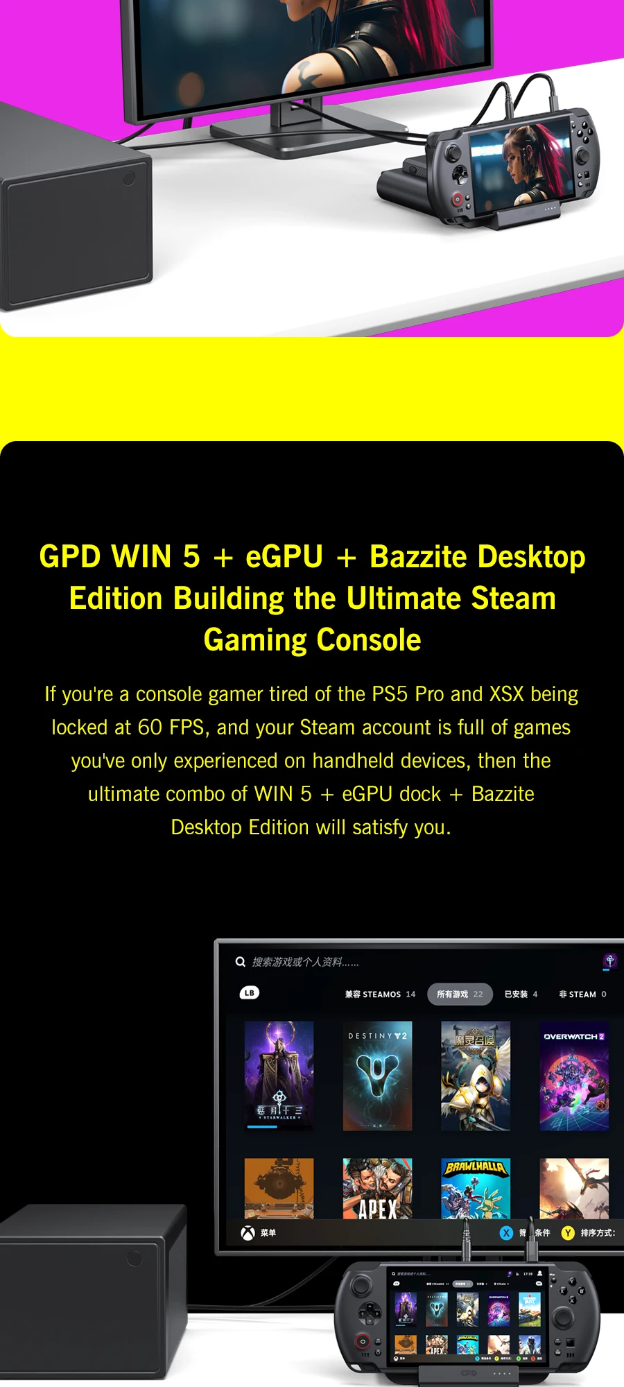GPD Win5 AMD Ryzen AI Max 395/388 1080P LTPS Screen Handheld Gaming Console Windows11 RGB Ergonomic Handheld Game Player