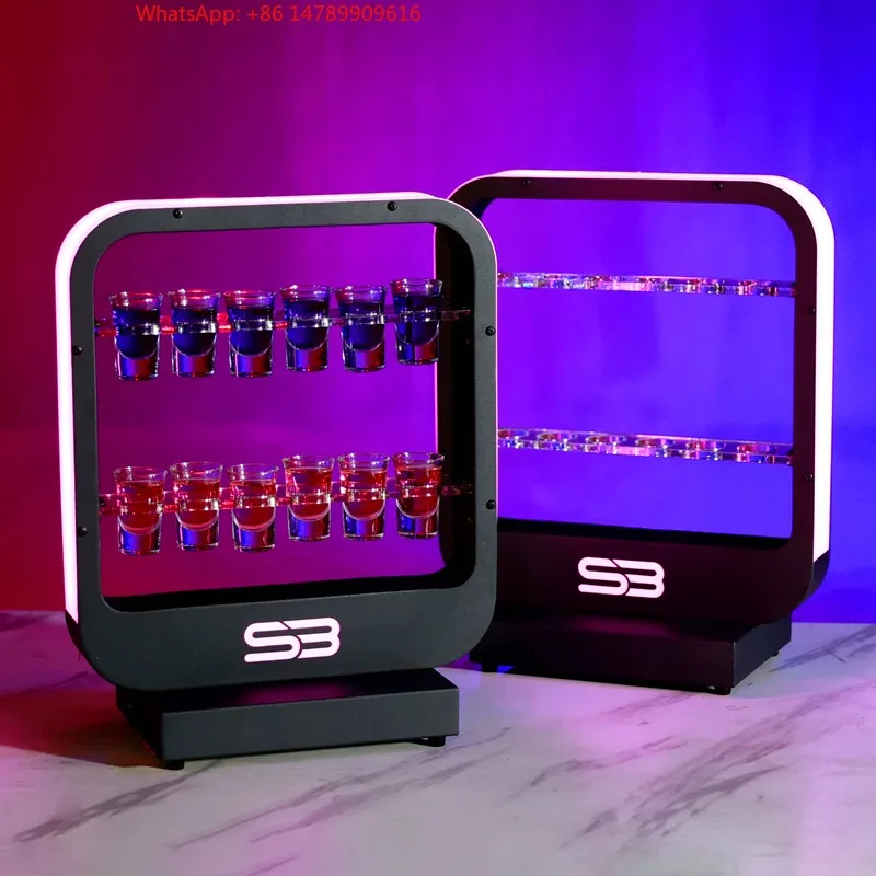 

High-End Bespoke LED Bottle Display RackCustom LED Acrylic Shot Glass Tray Cup Service VIP Cocktail Rack Holder Display Langtu F
