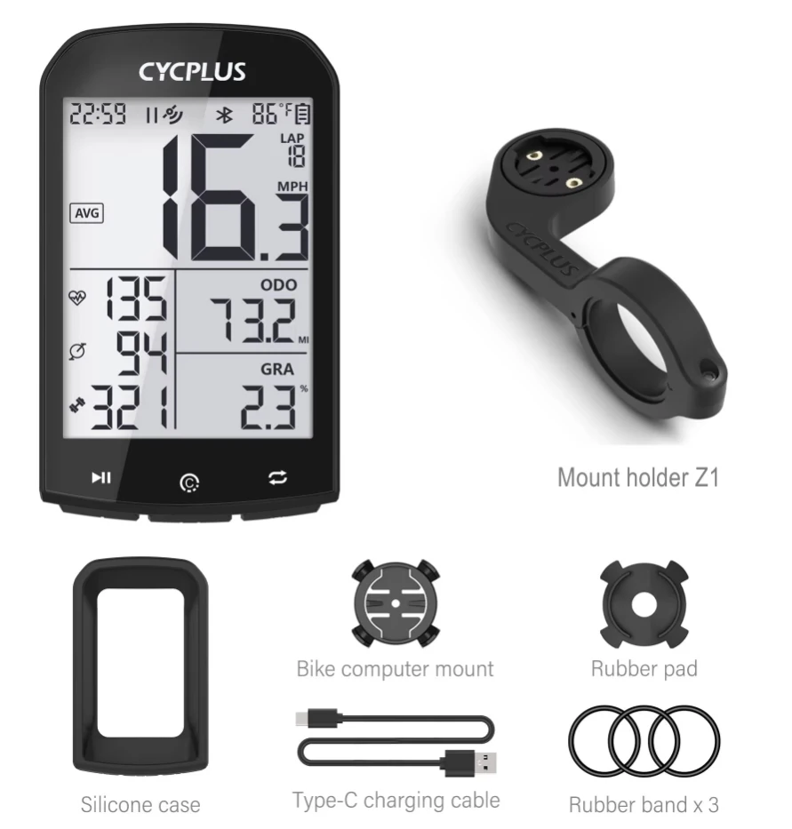CYCPLUS M1 GPS Fietscomputer Fietsen Snelheidsmeter Bluetooth 5.0 ANT + Ciclismo Snelheidsmeter voor Garmin Zwift Fietsaccessoires - afbeelding 1