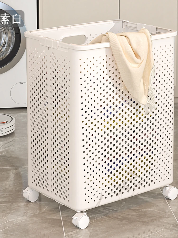 

Luxury Lightweight Foldable Dir Clothes Basket with Wheels Home Use Laundry Hamper High Aesthetic Value Storage Basket