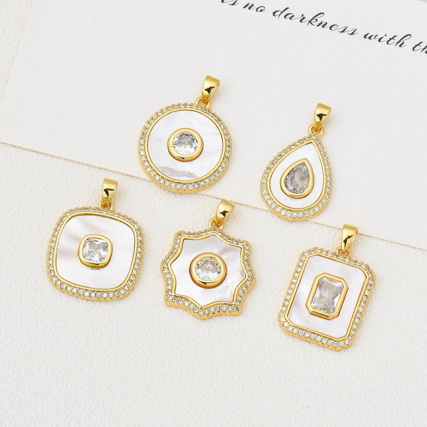 

5 Pieces European and American Copper Bag White Shell Pendant Accessories DIY Pearl Necklace Jewelry Making Materials Wholesale