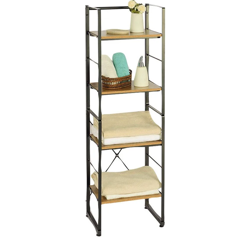 Japanese-style simple storage shelf Floor-to-ceiling bookshelf Living room Balcony Household 4-layer storage display shelf