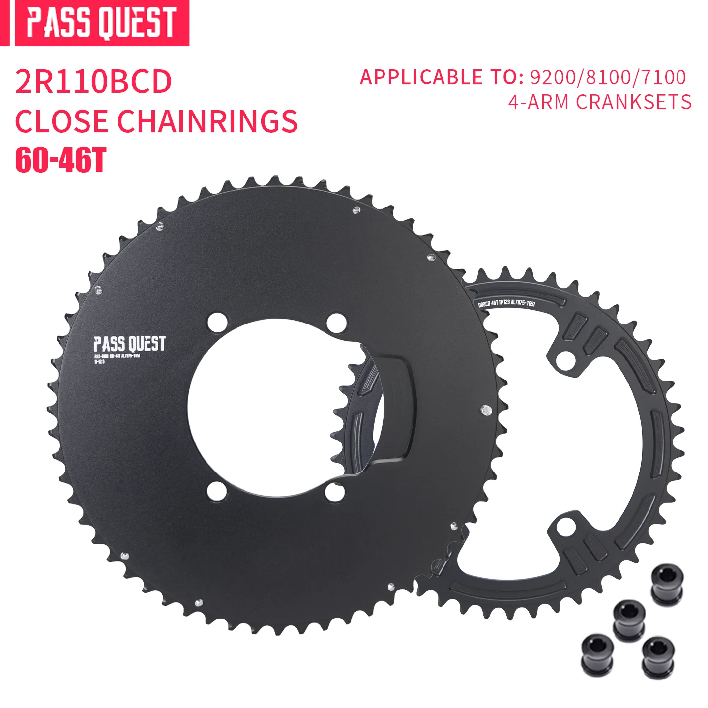 

PASS QUEST Double Chainring 110 BCD Crank for Road Bike R7100 R8100 R9200 48-35T 56-42T
