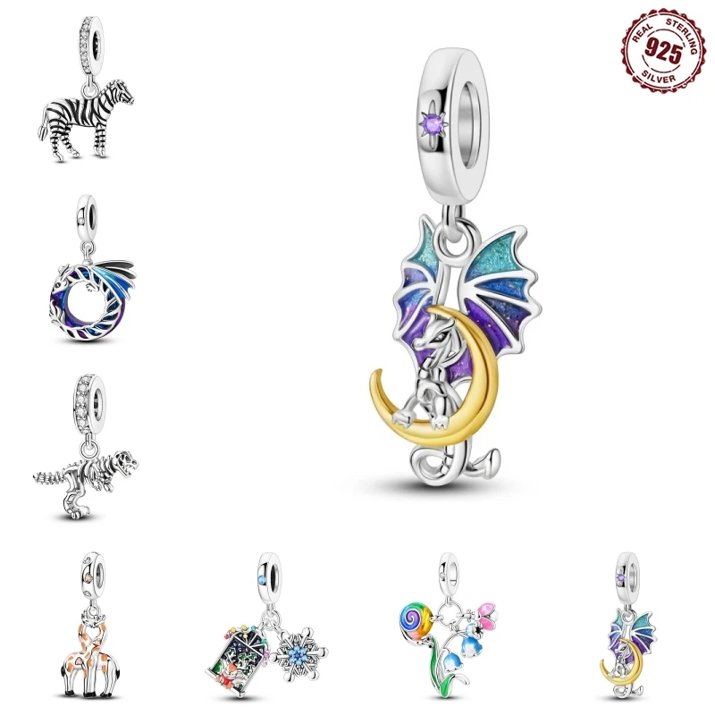 2025 925 Sterling Silver Pendant Bracelet Evening Party Animal beading zebra tyrannosaurus Beads For Diy Jewelry Gift Making