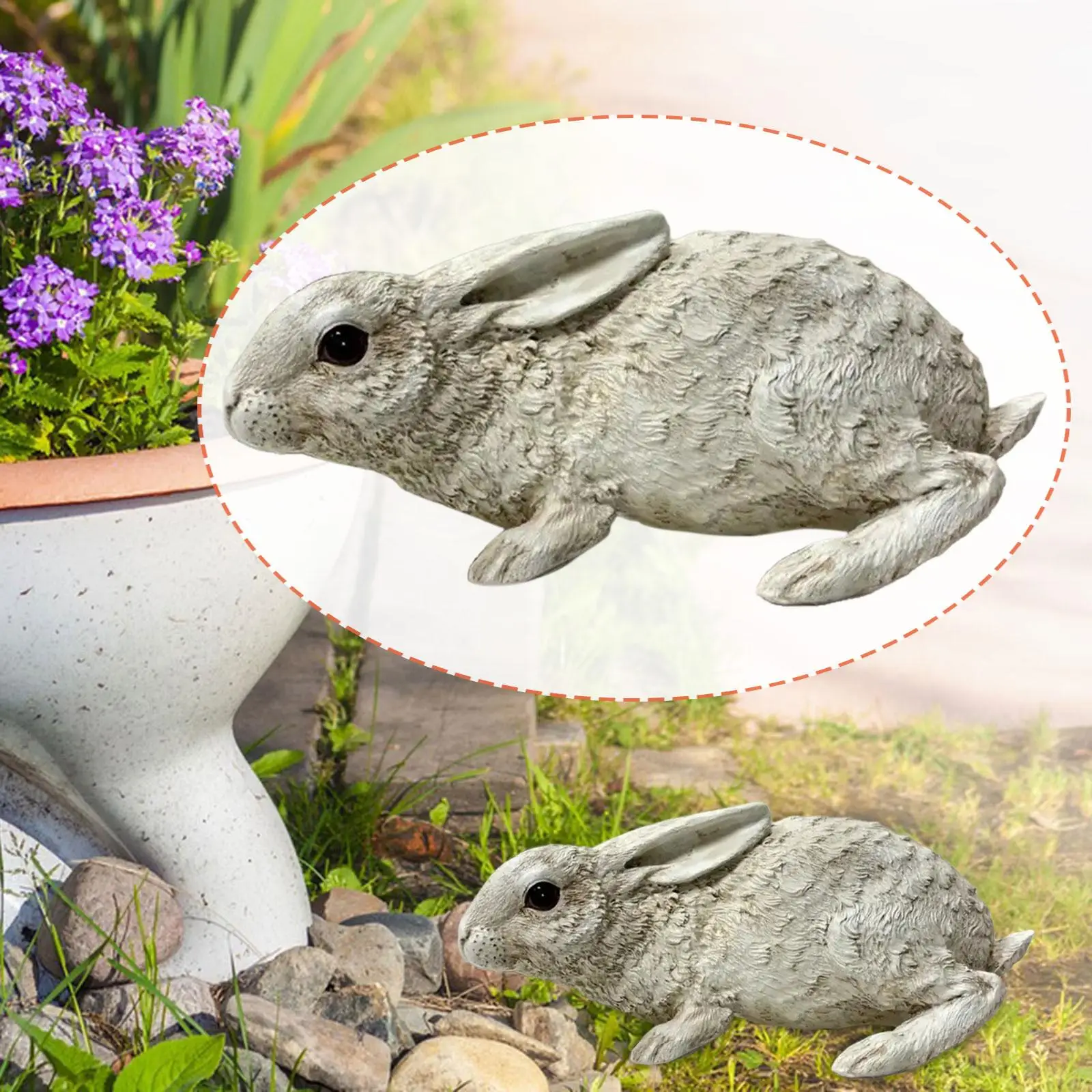 Garden Bunny Statue Art Ornament Easter Spring Decoration Animal Sculpture Rabbit Figurine for Lawn Windowsill Patio Garden Yard