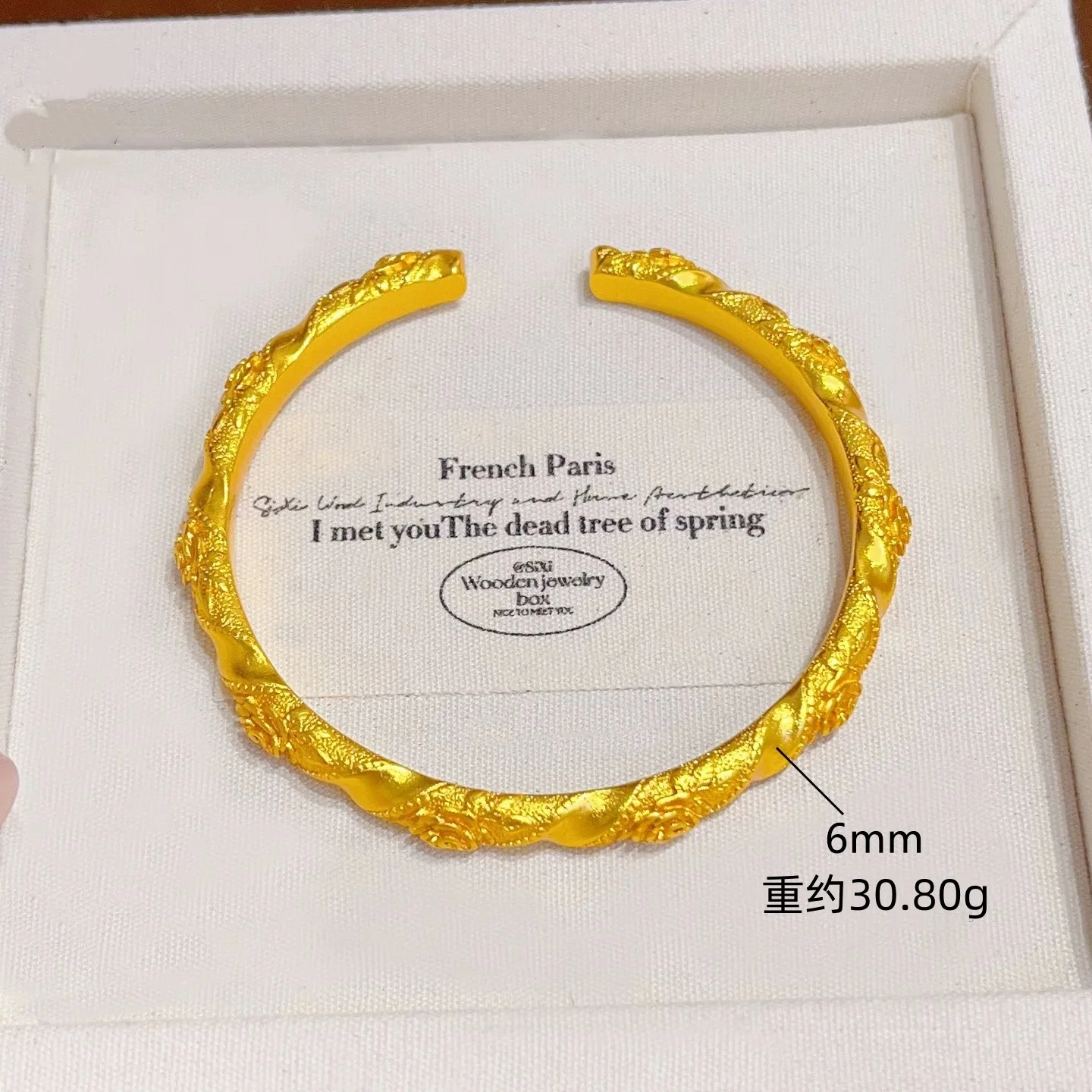 

Light Luxury Romance Rose Vine Open Bangle For Women 24K Gold AU999, niche & distinctive style