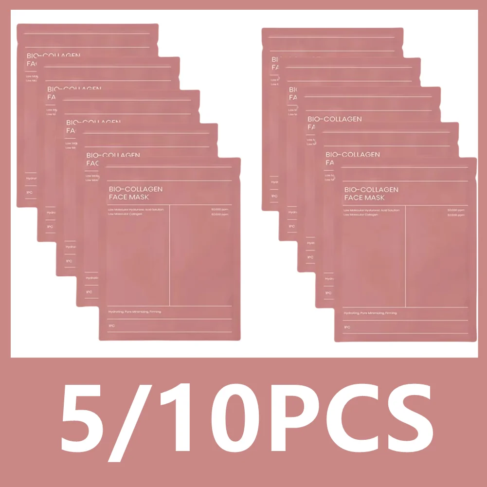 5/10 ชิ้น Bio Collagen Face Mask หดรูขุมขน Deep Hydrating Overnight Mask Moisturizing Refreshing Brightening Face Skin Care