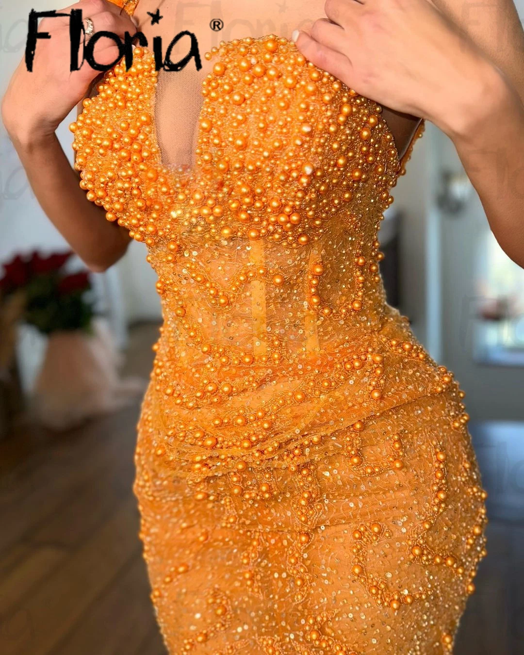 Aso Ebi-Vestido de festa longo com glitter laranja feminino, vestido africano, vestidos de baile formais, moda luxuosa, 2024