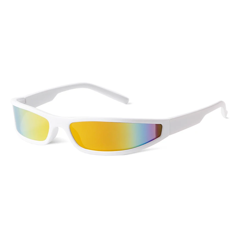 Lunettes de soleil de sport miroir pour hommes et femmes, lunettes de soleil rectangulaires, lunettes d\'ombre étroite, lunettes de soleil de