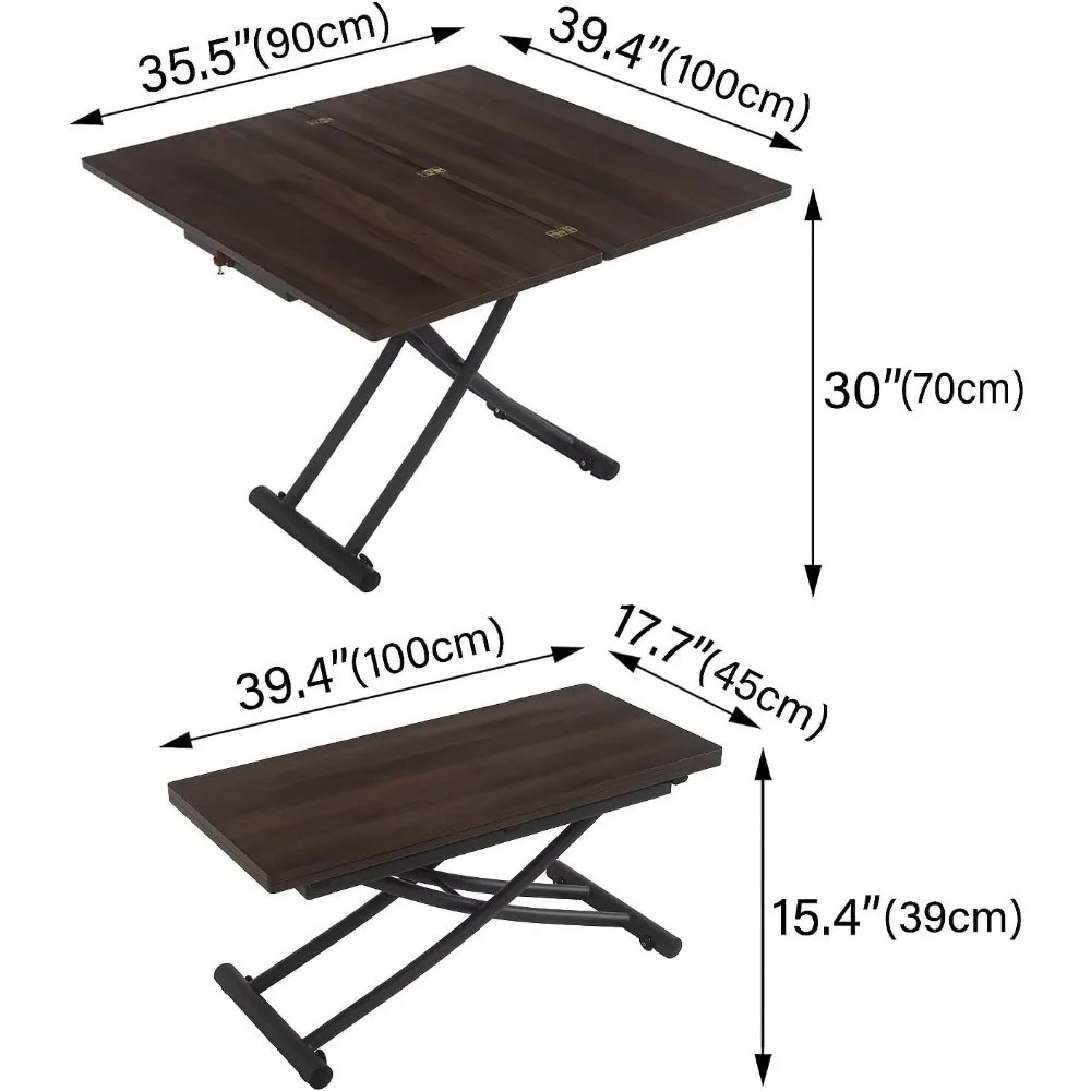 Living Room Dinning Tables Folding Metal Lift Bracket Multifunction Transform Dinner Kitchen Coffee Tea End Table