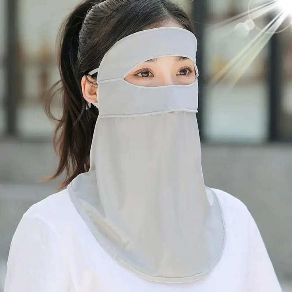 Maschera di seta del ghiaccio maschera traspirante estiva protezione UV UPF50 + scialle per la protezione solare sciarpa protettiva per il sole della spalla del collo del viso anti-UV