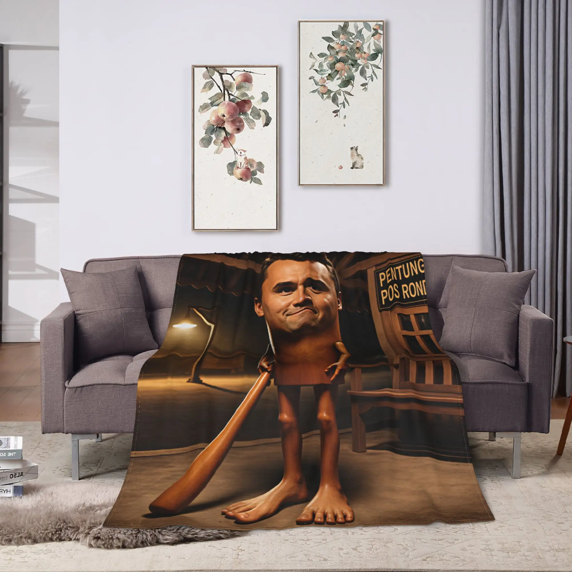 Charlie Kirk Tung Tung Sahur Meme Super Soft Blanket For Bedroom  Novelty Throw Blanket Winter Plane Travel Flannel Bedspread