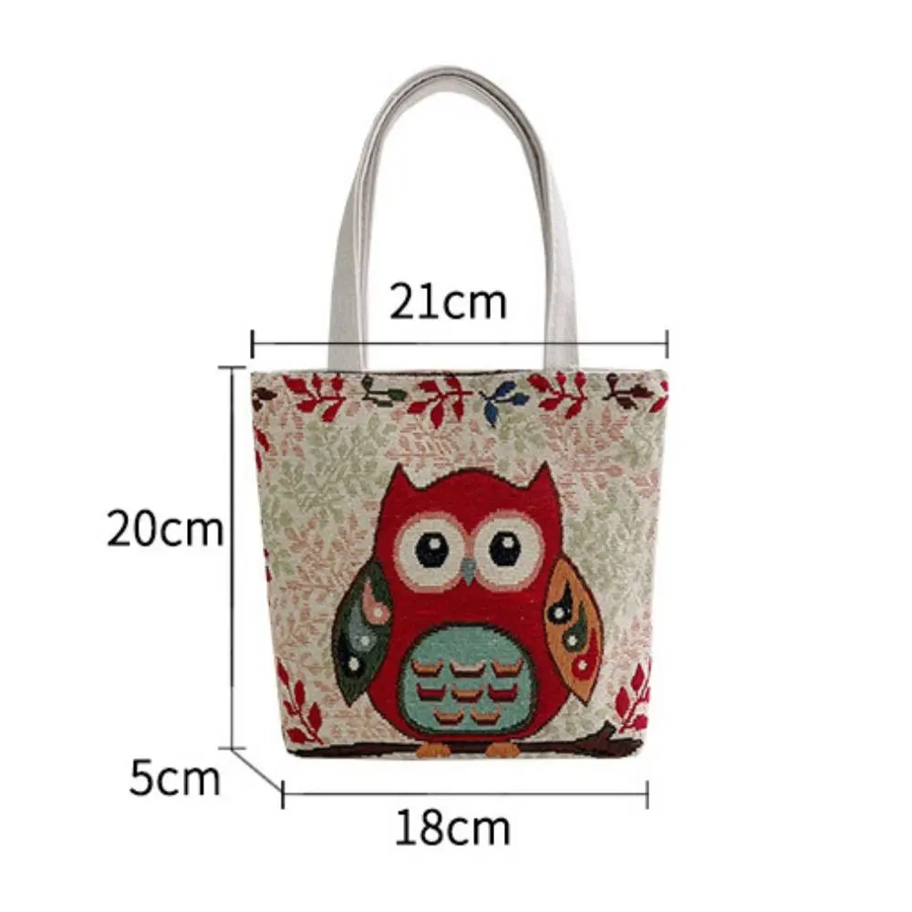 Women National Style Handbag Shoulder Bags Canvas Wallets Embroidered Elephants Owls Flowers Butterflies Shopping Tote