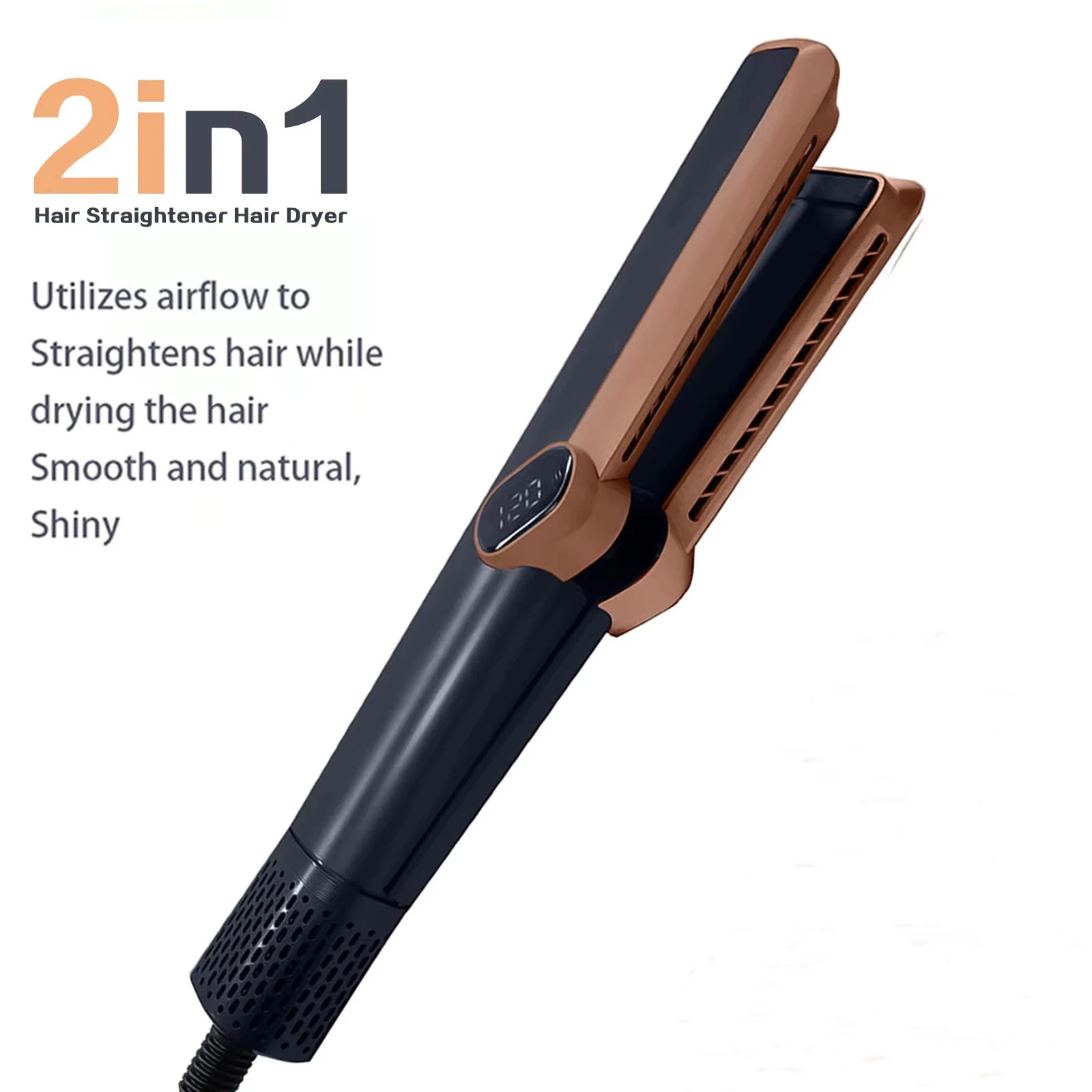 2 in1 Airstrait Professional Hair Straightener hot comb Hair Dryer Wet & Dry Straightener Intuitive Airflow with Air LCD Displa