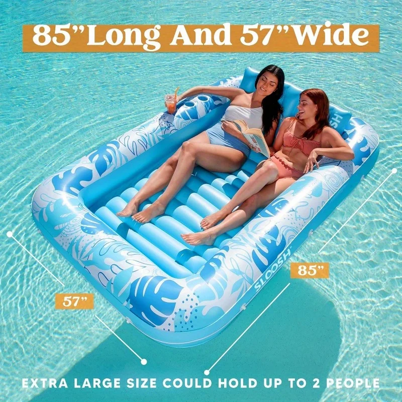Joyfy 4 in 1 Suntan Tub Raft Floatie Inflatable Tanning Pool Lounger Float Sunbathing Bed Lounge for Water Summer Party Gifts