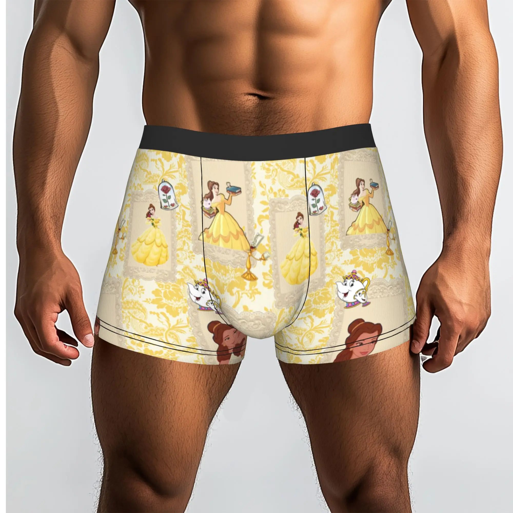 Custom Beauty Anime And The Beast Underwear Men Printed  Boxer Briefs Shorts Panties Breathable Underpants