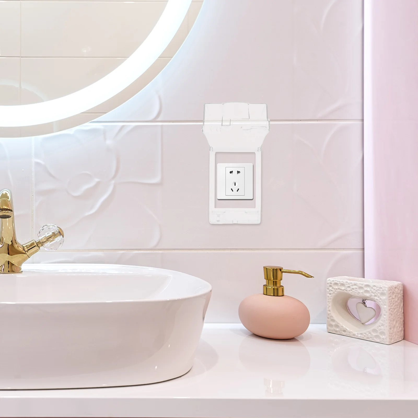 

Self Adhesive Transparent Waterproof Socket Cover Splash Proof Electrical Outlet Protector for Bathroom and Humid Areas