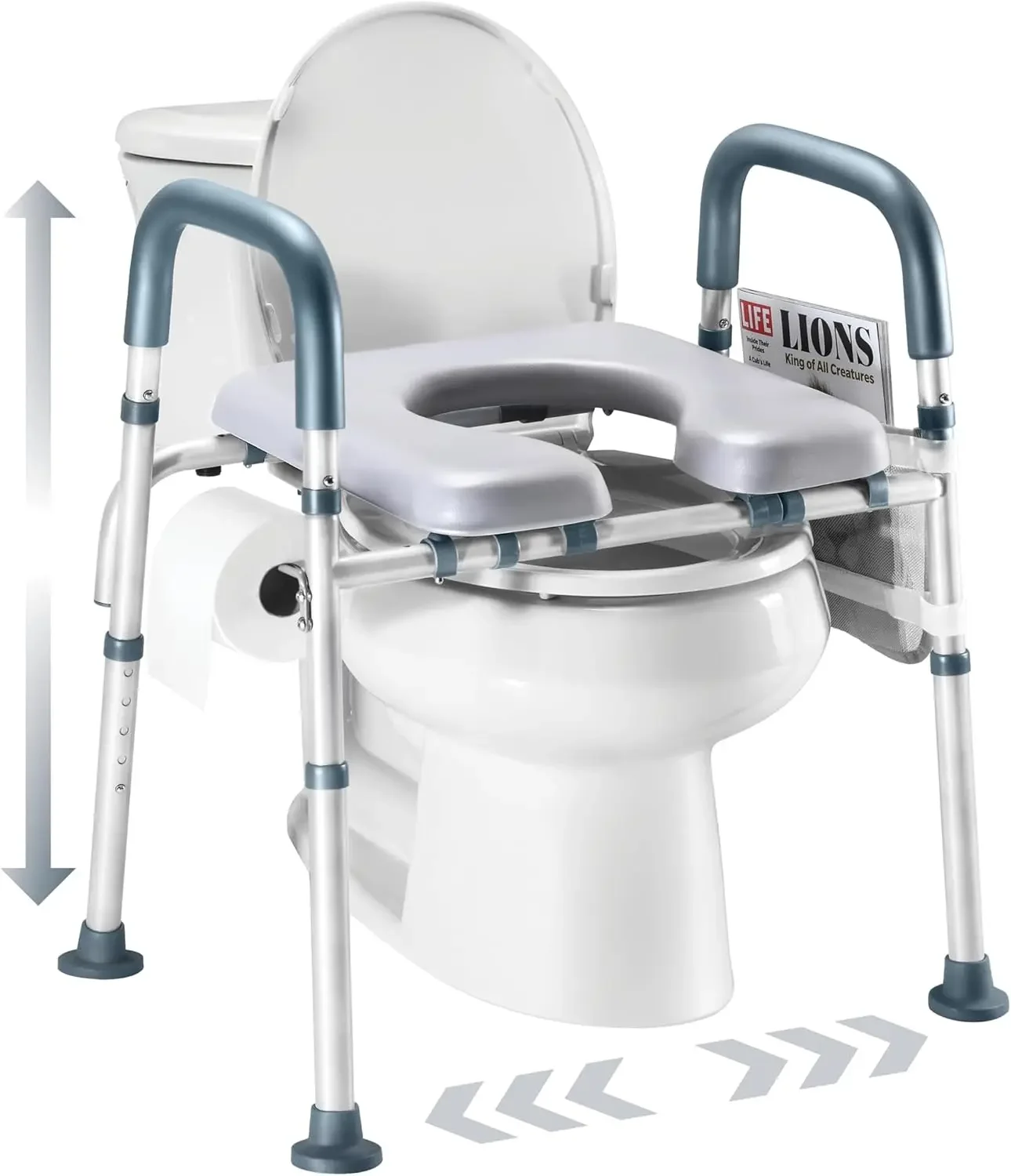 

Toilet Seat Risers For Seniors Width and Height Adjustable Raised Toilet Seat With handles for Elderly