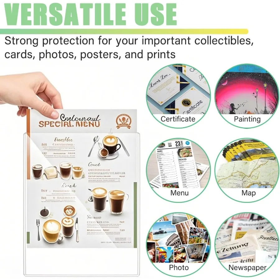 6Pack 8.5" x 11" Rigid Print Protecto Transparent Hard Plastic Page Sheet Protecto Clear Plastic Sleeves for Paper Photo Poster