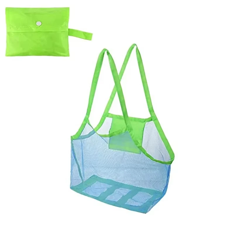 Sac de plage en maille pour enfants, sac pliable et portable pour jouets de plage, sacs pour vêtements, rangement de jouets, sac d'organisation d'articles divers