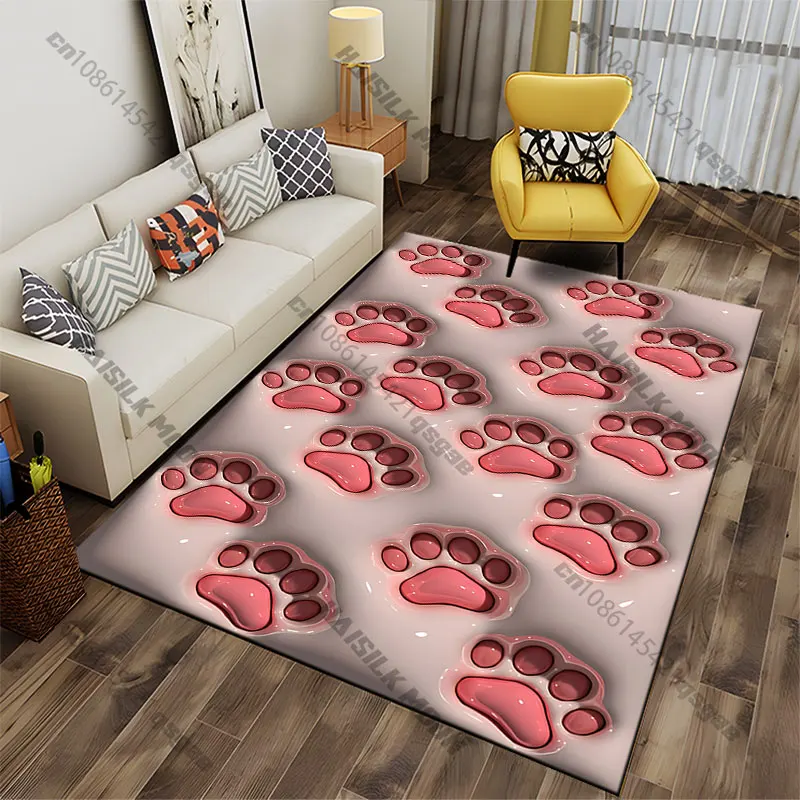 Niedlicher, glänzender Teppich mit Tierpfotenabdrücken, Yoga-Wohnzimmer-Dekoration, Krabbelmatte für Kinder, Fußmatte, Teppich, Spielmatte