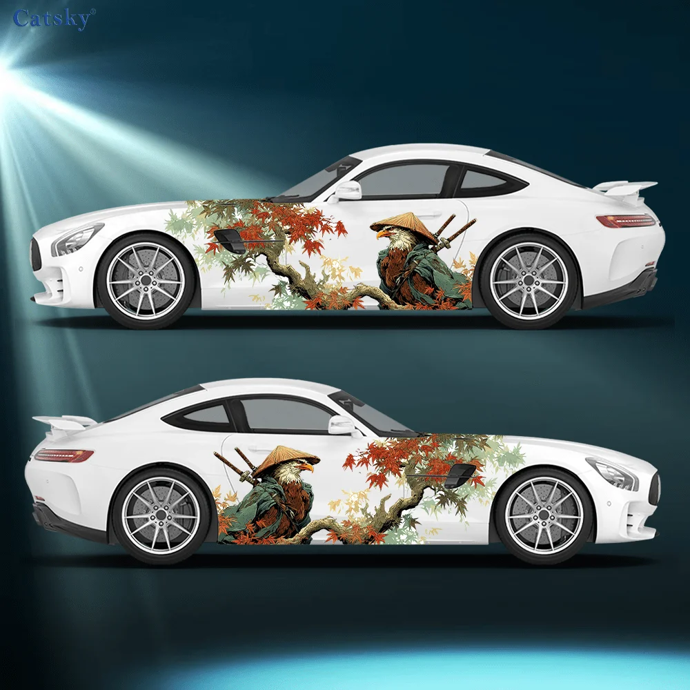 

Hawk Warrior decal in maple leaves, durable, fade-resistant, easy to install and remove - Enhance your vehicle's aesthetics with