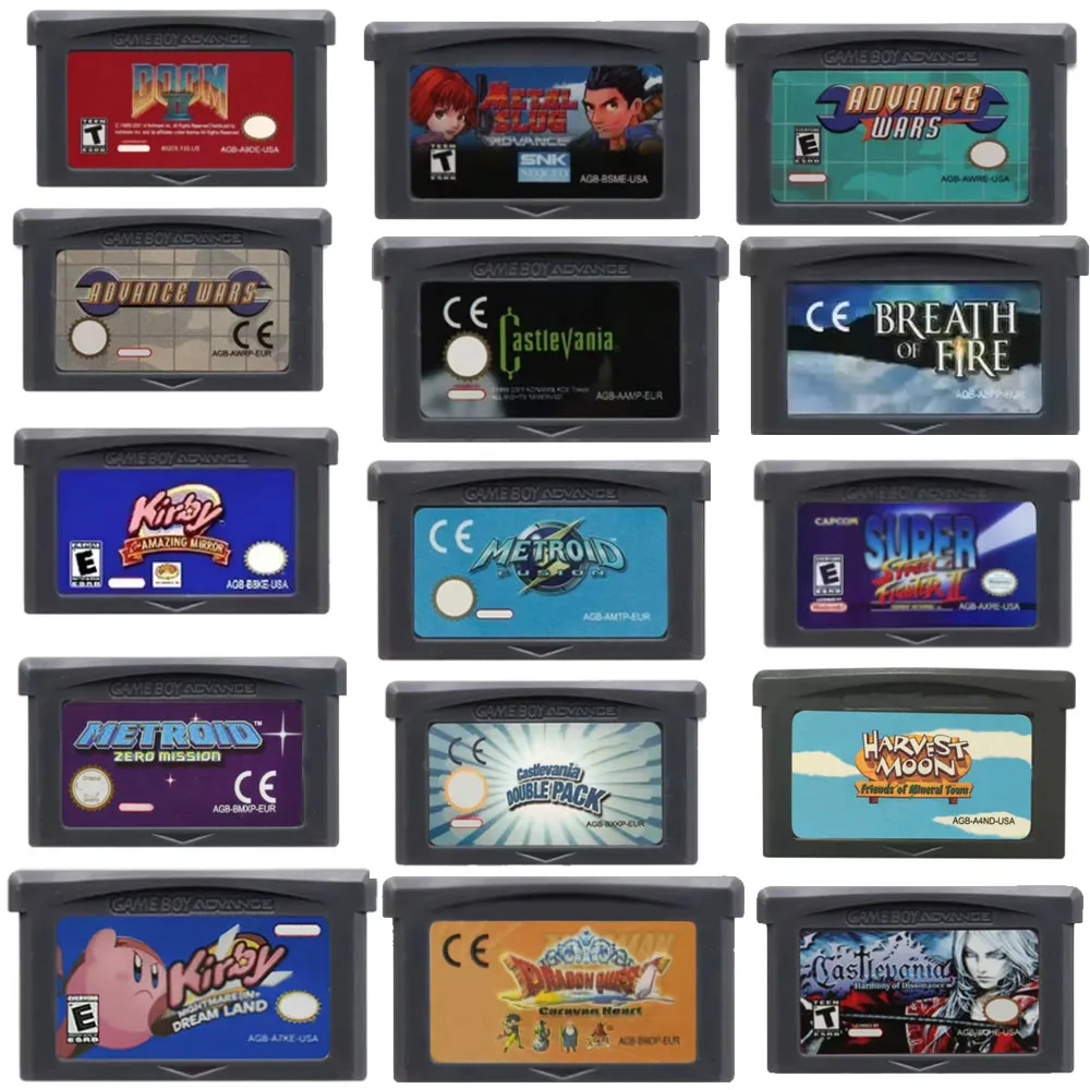 Cartouche de jeu GBA 32 bits Advance Wars Breath of Fire Kirby Super Street Fighter Series pour console GBA SP NDS