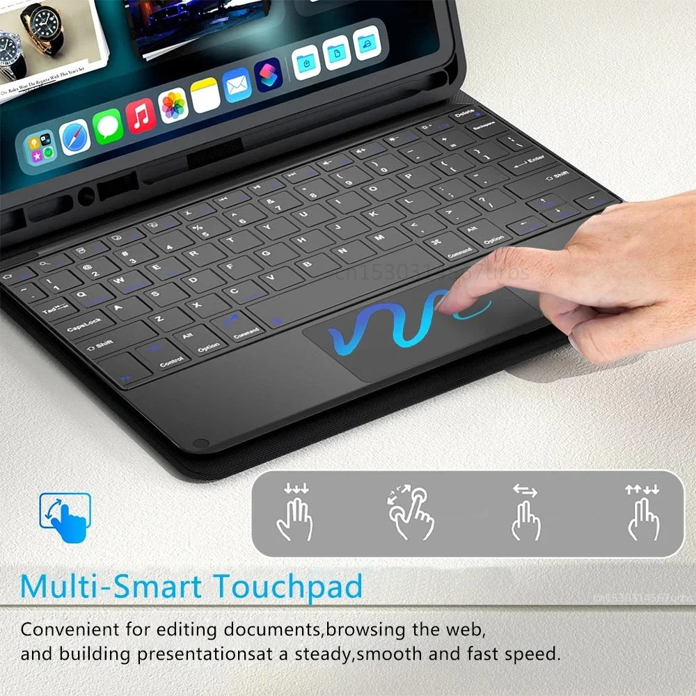 Imagem -06 - Capa de Teclado Bluetooth com Mouse para Samsung Galaxy Tab S10 Plus 12.4 a9 Plus s9 11 s6 Lite 2024 s7 fe s8 Mais 12.4 a8 10.5