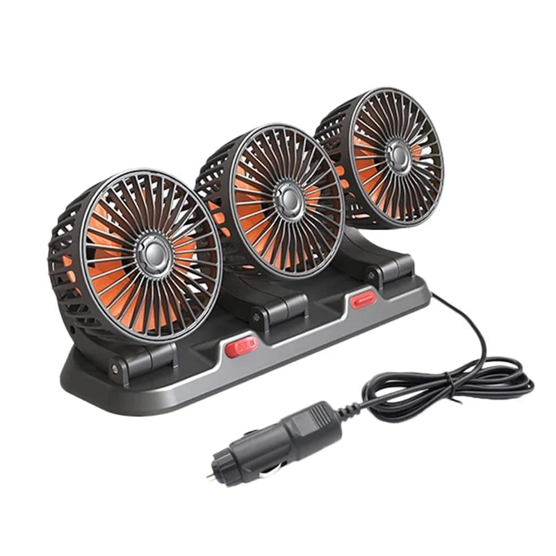 Fan For Car Three-Head Fan For Suvs USB Cooling Air Small Personal Fan 2 Speeds Electric Fan For Truck Vehicle