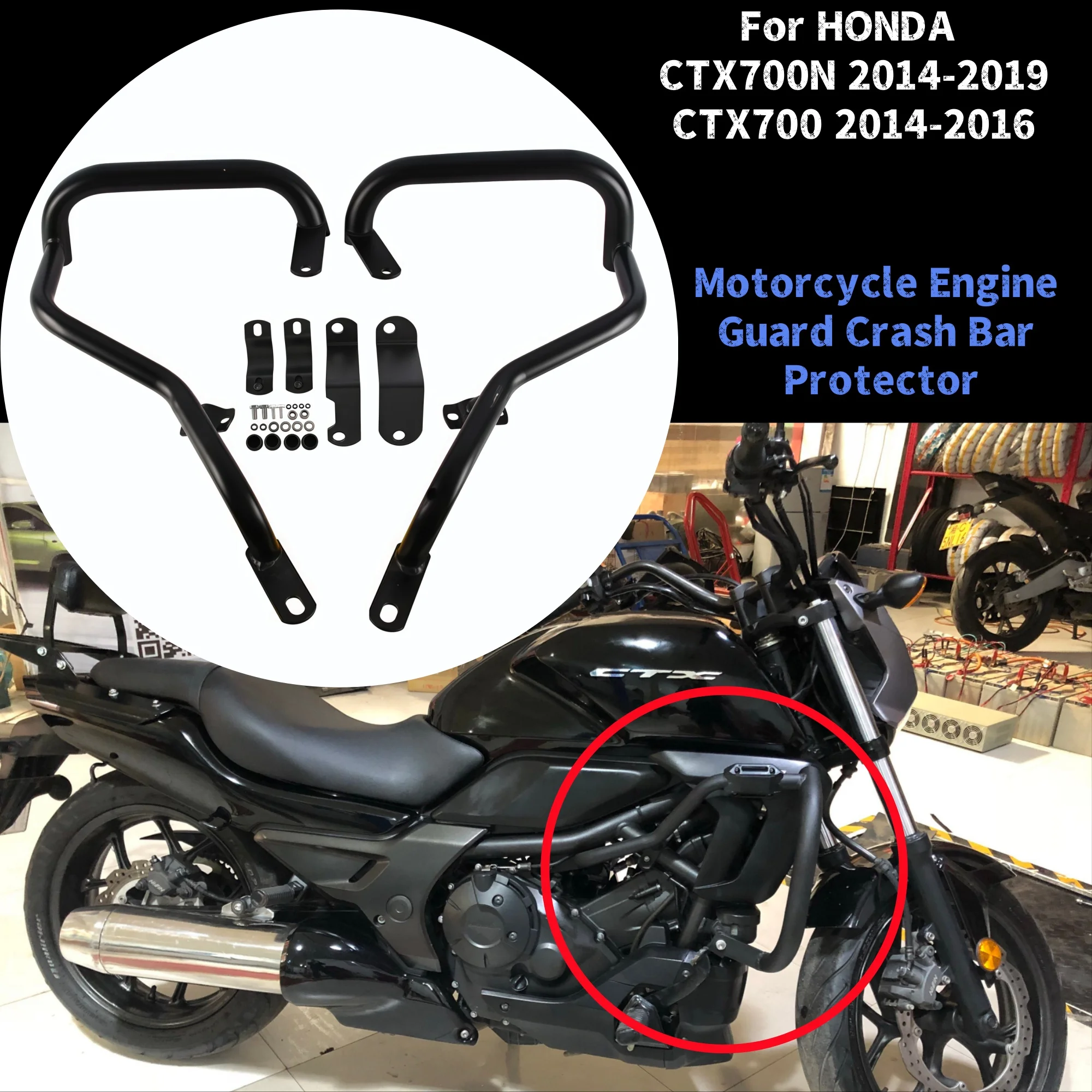 

Motorcycle Engine Guard Highway Crash Bars Bumper Anti Drop Bar Tank Protector For HONDA CTX700N 2014-2019 CTX700 2014-2016