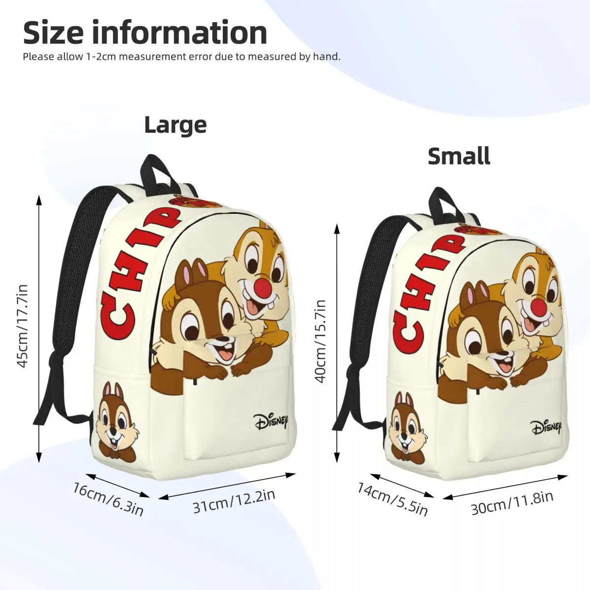 Campus Chip And Dale Retro Washable Solid Disney Chip \'n\' Dale Kindergarten Bag High School Students Schoolbag Birthday