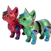 3D Printed Cute Cats Ornaments Tail Joint Movable Cat Model Home Office Desktop Decorations Car Center Control Decoration Gifts
